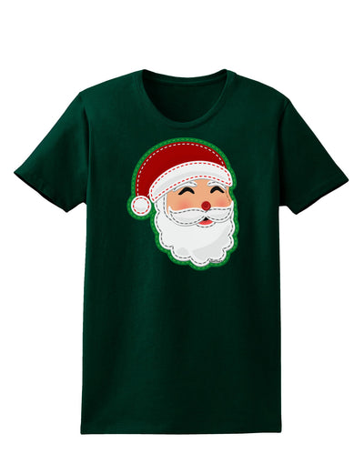 Cute Santa Claus Face Faux Applique Womens Dark T-Shirt-TooLoud-Forest-Green-Small-Davson Sales