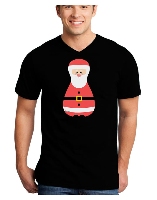 Cute Santa Matryoshka Nesting Doll - Christmas Adult Dark V-Neck T-Shirt-TooLoud-Black-Small-Davson Sales