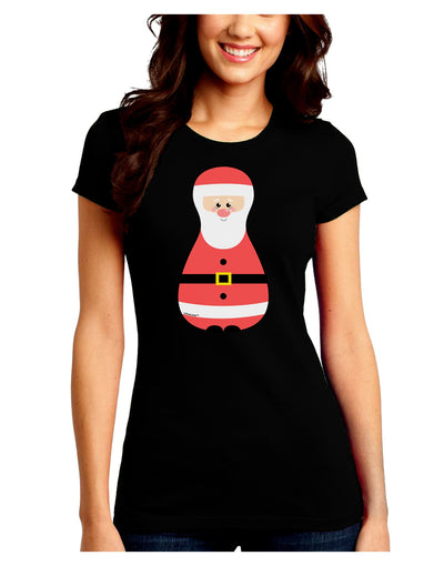 Cute Santa Matryoshka Nesting Doll - Christmas Juniors Crew Dark T-Shirt-T-Shirts Juniors Tops-TooLoud-Black-Juniors Fitted Small-Davson Sales