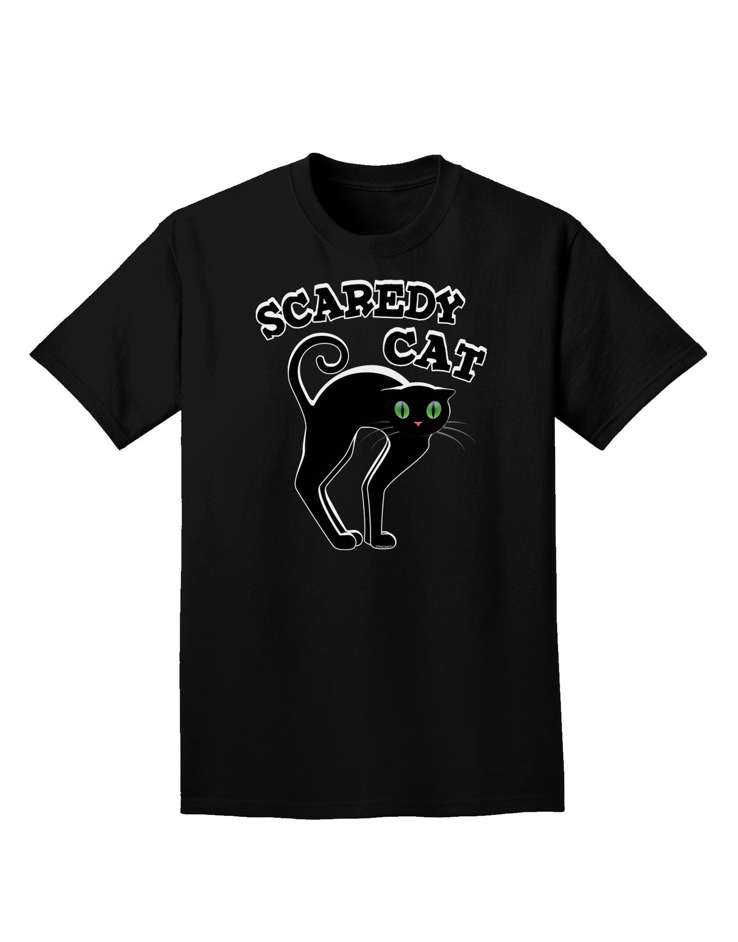 Cute Scaredy Cat Black Cat Halloween Adult Dark T-Shirt-Mens T-Shirt-TooLoud-Black-Small-Davson Sales