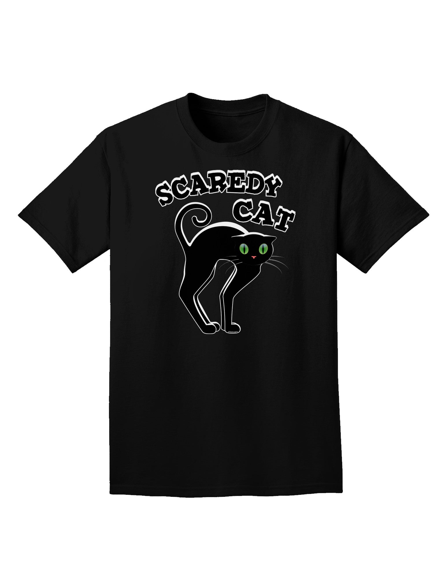 Cute Scaredy Cat Black Cat Halloween Adult Dark T-Shirt-Mens T-Shirt-TooLoud-Black-Small-Davson Sales