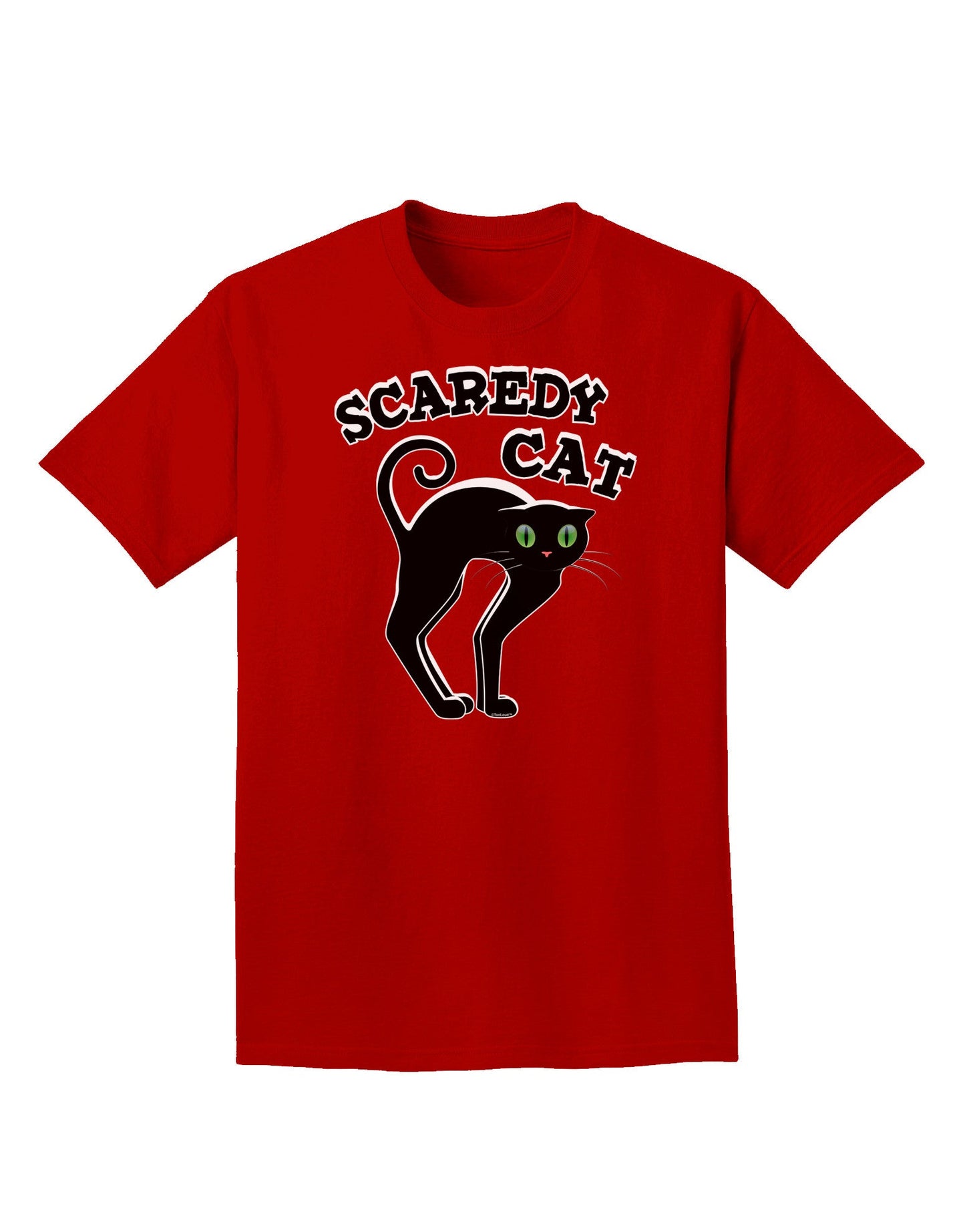 Cute Scaredy Cat Black Cat Halloween Adult Dark T-Shirt-Mens T-Shirt-TooLoud-Red-Small-Davson Sales