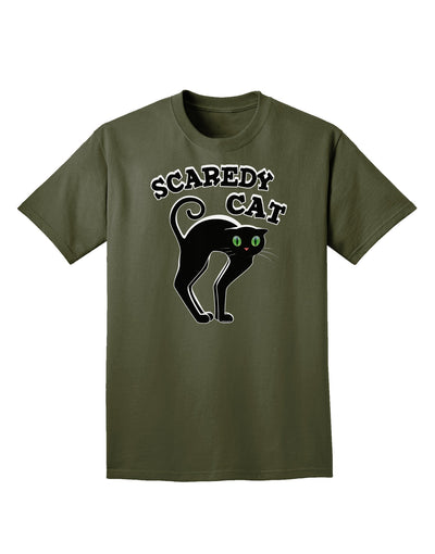 Cute Scaredy Cat Black Cat Halloween Adult Dark T-Shirt-Mens T-Shirt-TooLoud-Military-Green-Small-Davson Sales