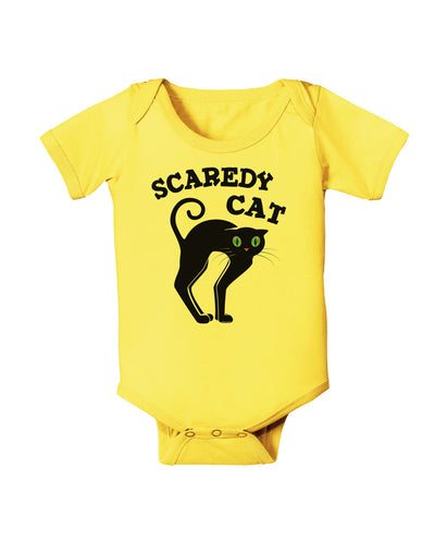 Cute Scaredy Cat Black Cat Halloween Baby Romper Bodysuit-Baby Romper-TooLoud-Yellow-06-Months-Davson Sales