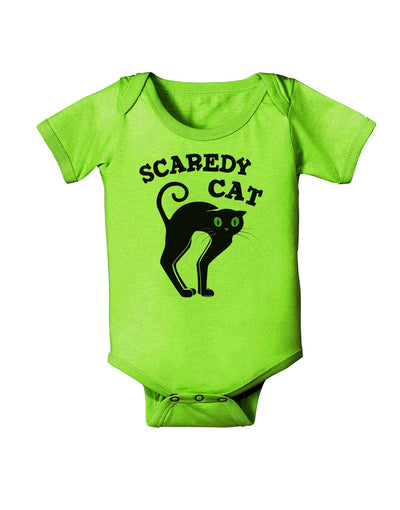 Cute Scaredy Cat Black Cat Halloween Baby Romper Bodysuit-Baby Romper-TooLoud-Lime-Green-06-Months-Davson Sales