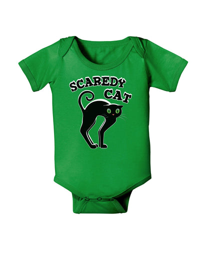 Cute Scaredy Cat Black Cat Halloween Baby Romper Bodysuit Dark-Baby Romper-TooLoud-Clover-Green-06-Months-Davson Sales