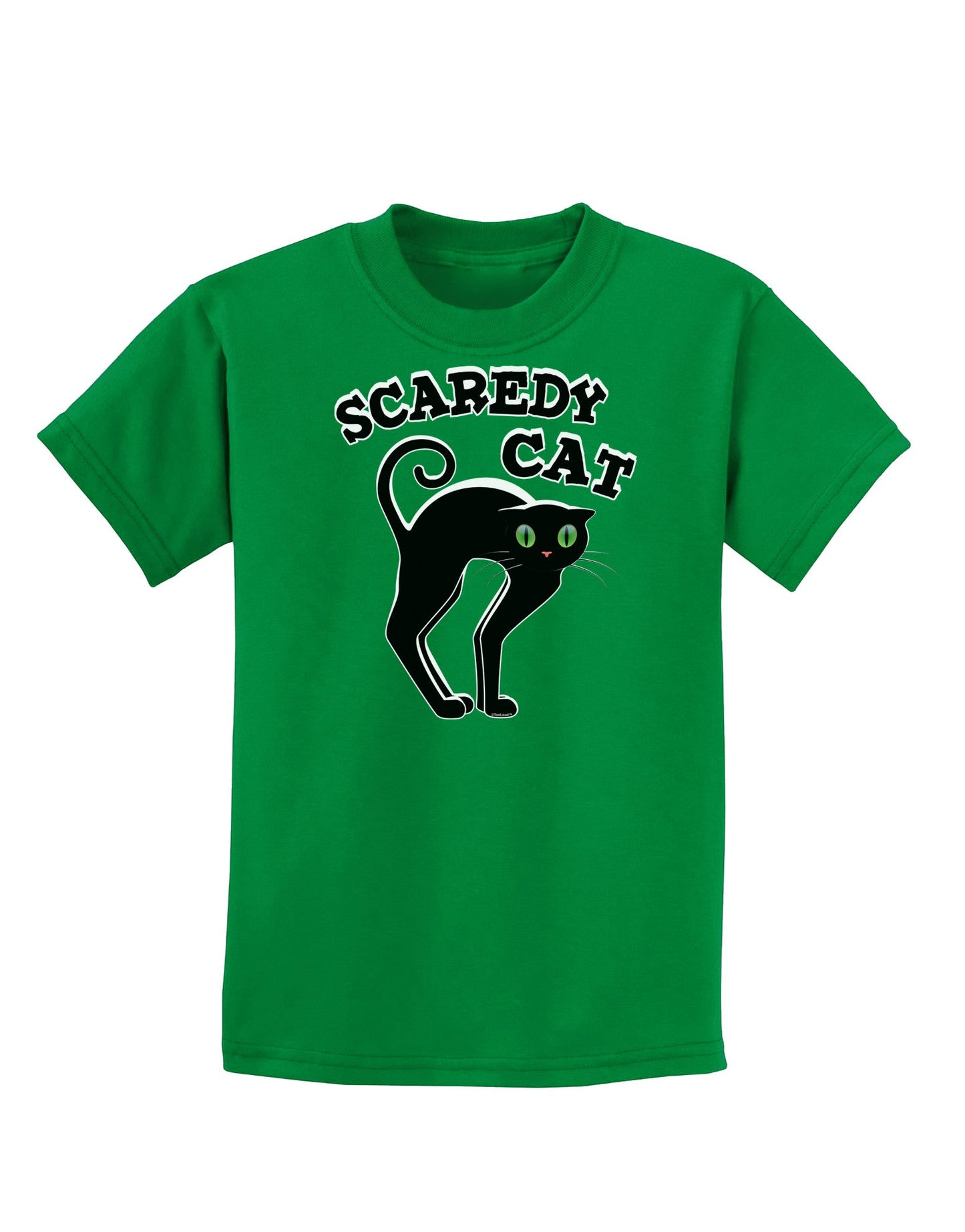 Cute Scaredy Cat Black Cat Halloween Childrens Dark T-Shirt-Childrens T-Shirt-TooLoud-Kelly-Green-X-Small-Davson Sales