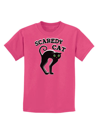 Cute Scaredy Cat Black Cat Halloween Childrens Dark T-Shirt-Childrens T-Shirt-TooLoud-Sangria-X-Small-Davson Sales