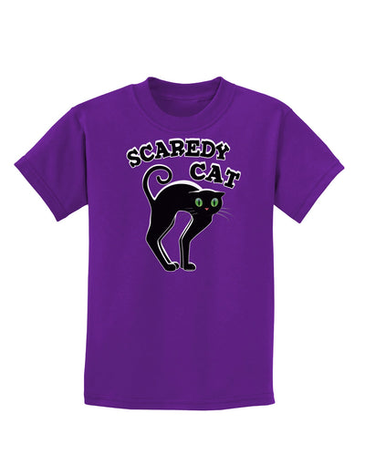 Cute Scaredy Cat Black Cat Halloween Childrens Dark T-Shirt-Childrens T-Shirt-TooLoud-Purple-X-Small-Davson Sales