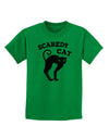 Cute Scaredy Cat Black Cat Halloween Childrens T-Shirt-Childrens T-Shirt-TooLoud-Kelly-Green-X-Small-Davson Sales