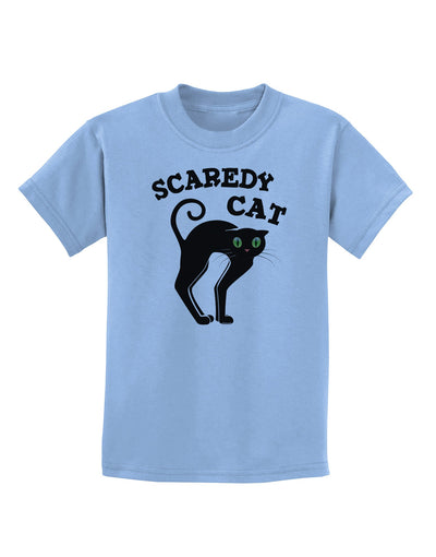 Cute Scaredy Cat Black Cat Halloween Childrens T-Shirt-Childrens T-Shirt-TooLoud-Light-Blue-X-Small-Davson Sales