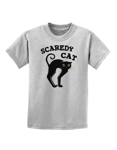 Cute Scaredy Cat Black Cat Halloween Childrens T-Shirt-Childrens T-Shirt-TooLoud-AshGray-X-Small-Davson Sales