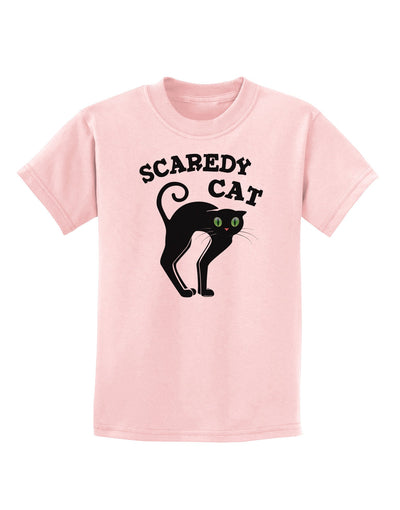 Cute Scaredy Cat Black Cat Halloween Childrens T-Shirt-Childrens T-Shirt-TooLoud-PalePink-X-Small-Davson Sales