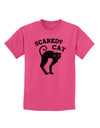 Cute Scaredy Cat Black Cat Halloween Childrens T-Shirt-Childrens T-Shirt-TooLoud-Sangria-X-Small-Davson Sales