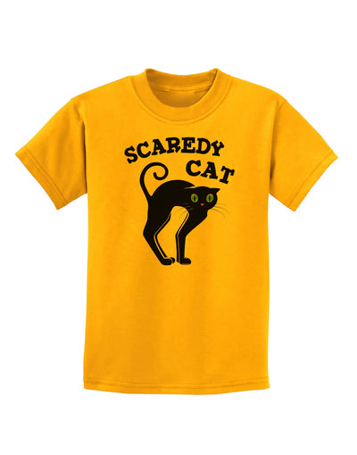 Cute Scaredy Cat Black Cat Halloween Childrens T-Shirt-Childrens T-Shirt-TooLoud-Gold-X-Small-Davson Sales