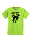 Cute Scaredy Cat Black Cat Halloween Childrens T-Shirt-Childrens T-Shirt-TooLoud-Lime-Green-X-Small-Davson Sales