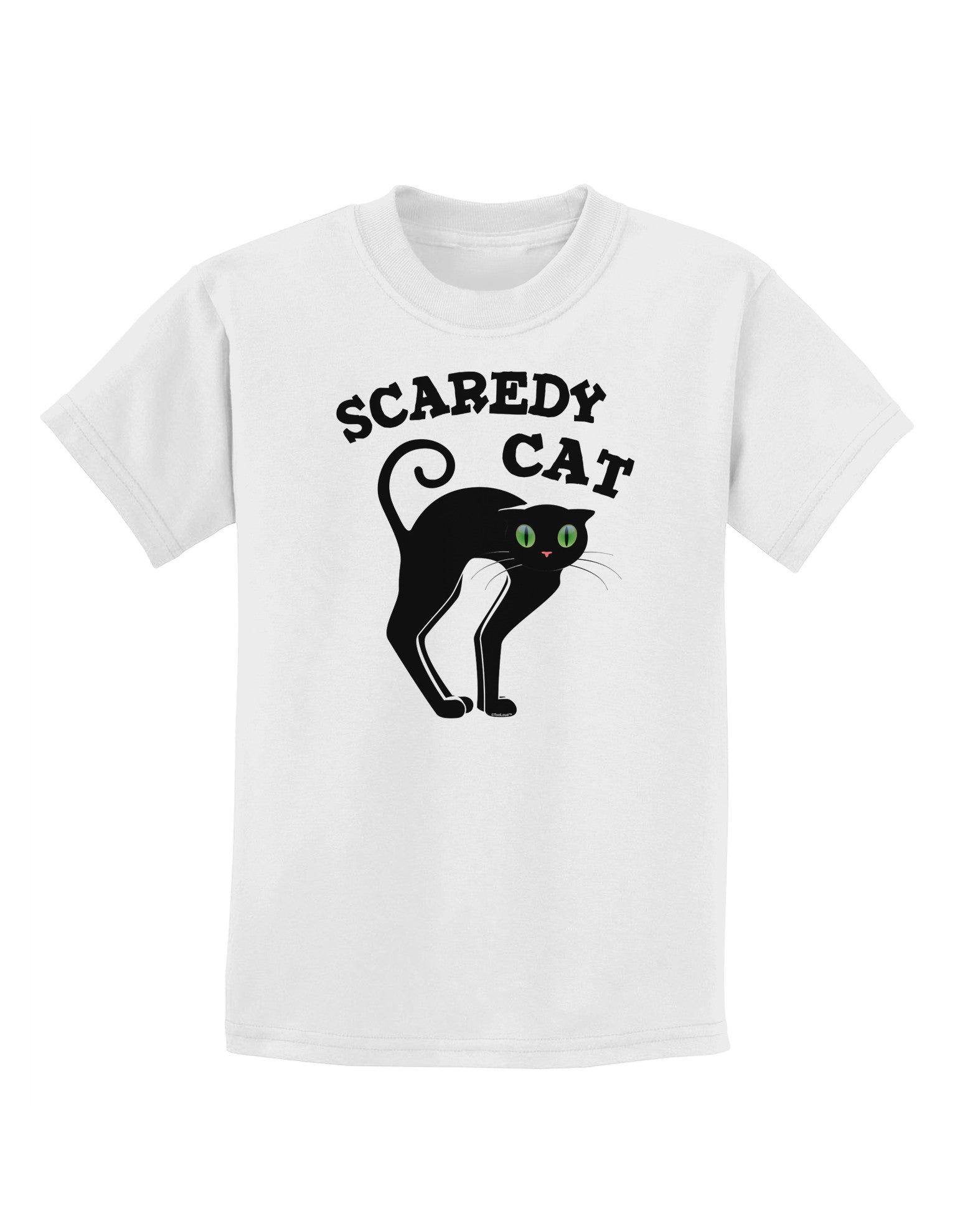 Cute Scaredy Cat Black Cat Halloween Childrens T-Shirt-Childrens T-Shirt-TooLoud-White-X-Small-Davson Sales
