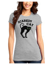 Cute Scaredy Cat Black Cat Halloween Juniors T-Shirt-Womens Juniors T-Shirt-TooLoud-Ash-Gray-Juniors Fitted XS-Davson Sales