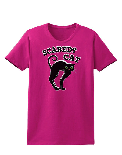 Cute Scaredy Cat Black Cat Halloween Womens Dark T-Shirt-TooLoud-Hot-Pink-Small-Davson Sales