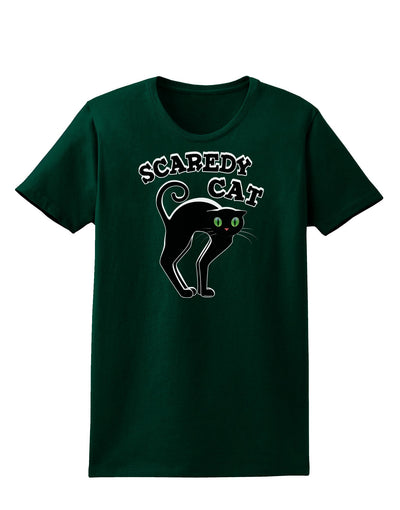 Cute Scaredy Cat Black Cat Halloween Womens Dark T-Shirt-TooLoud-Forest-Green-Small-Davson Sales