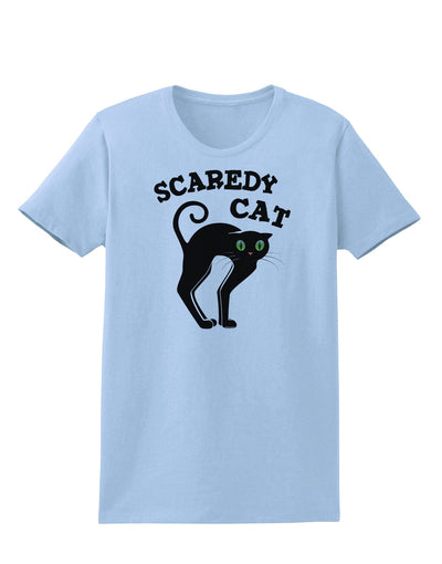 Cute Scaredy Cat Black Cat Halloween Womens T-Shirt-Womens T-Shirt-TooLoud-Light-Blue-X-Small-Davson Sales