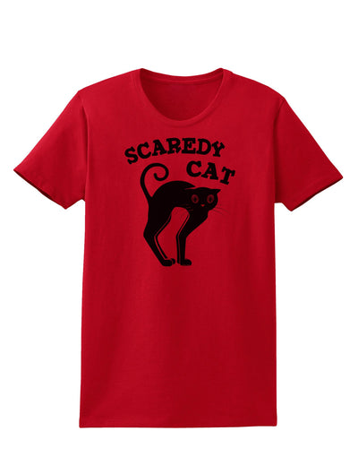 Cute Scaredy Cat Black Cat Halloween Womens T-Shirt-Womens T-Shirt-TooLoud-Red-X-Small-Davson Sales