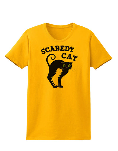 Cute Scaredy Cat Black Cat Halloween Womens T-Shirt-Womens T-Shirt-TooLoud-Gold-X-Small-Davson Sales