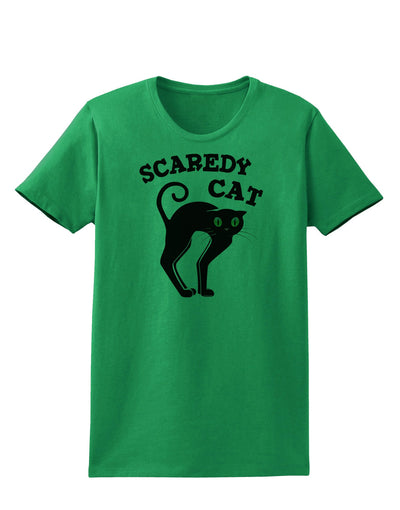 Cute Scaredy Cat Black Cat Halloween Womens T-Shirt-Womens T-Shirt-TooLoud-Kelly-Green-X-Small-Davson Sales