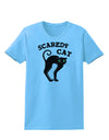 Cute Scaredy Cat Black Cat Halloween Womens T-Shirt-Womens T-Shirt-TooLoud-Aquatic-Blue-X-Small-Davson Sales