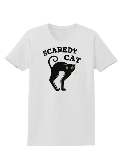 Cute Scaredy Cat Black Cat Halloween Womens T-Shirt-Womens T-Shirt-TooLoud-White-X-Small-Davson Sales