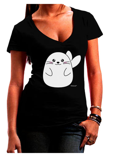 Cute Seal Juniors V-Neck Dark T-Shirt by TooLoud-Womens V-Neck T-Shirts-TooLoud-Black-Juniors Fitted Small-Davson Sales