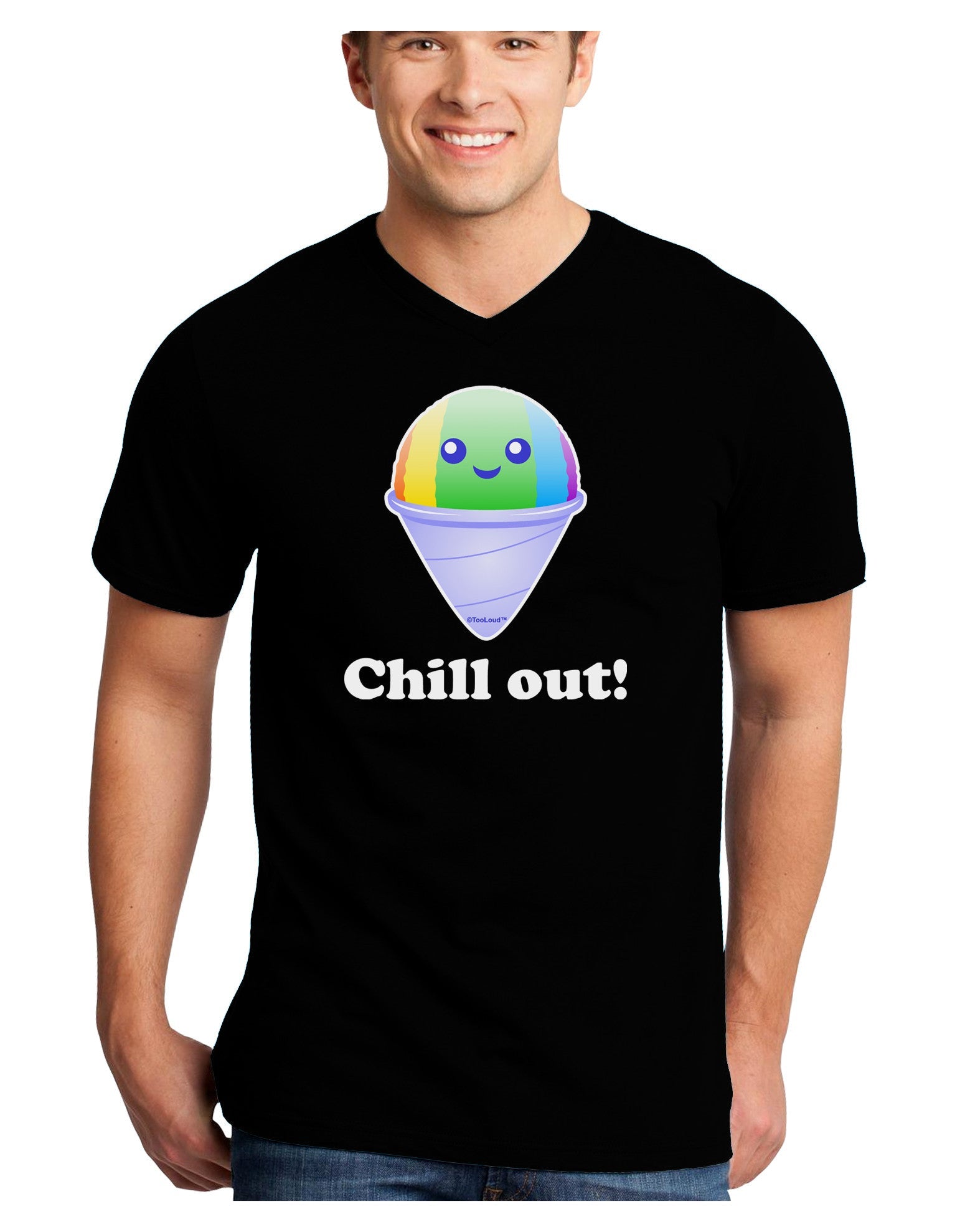 Cute Shaved Ice Chill Out Adult Dark V-Neck T-Shirt-Mens V-Neck T-Shirt-TooLoud-Black-Small-Davson Sales