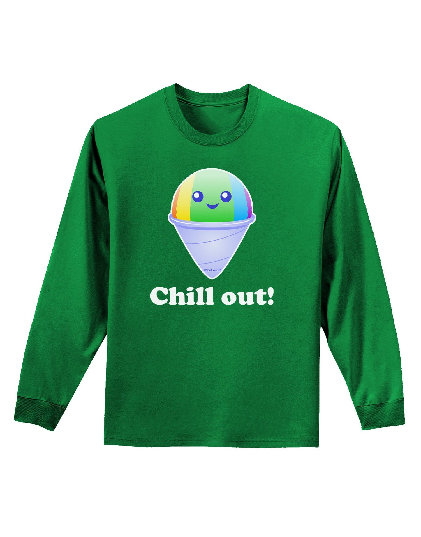 Cute Shaved Ice Chill Out Adult Long Sleeve Dark T-Shirt-TooLoud-Kelly-Green-Small-Davson Sales