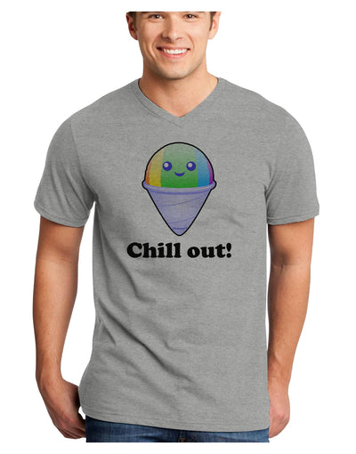 Cute Shaved Ice Chill Out Adult V-Neck T-shirt-Mens V-Neck T-Shirt-TooLoud-HeatherGray-Small-Davson Sales