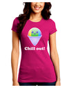 Cute Shaved Ice Chill Out Juniors Crew Dark T-Shirt-T-Shirts Juniors Tops-TooLoud-Hot-Pink-Juniors Fitted Small-Davson Sales