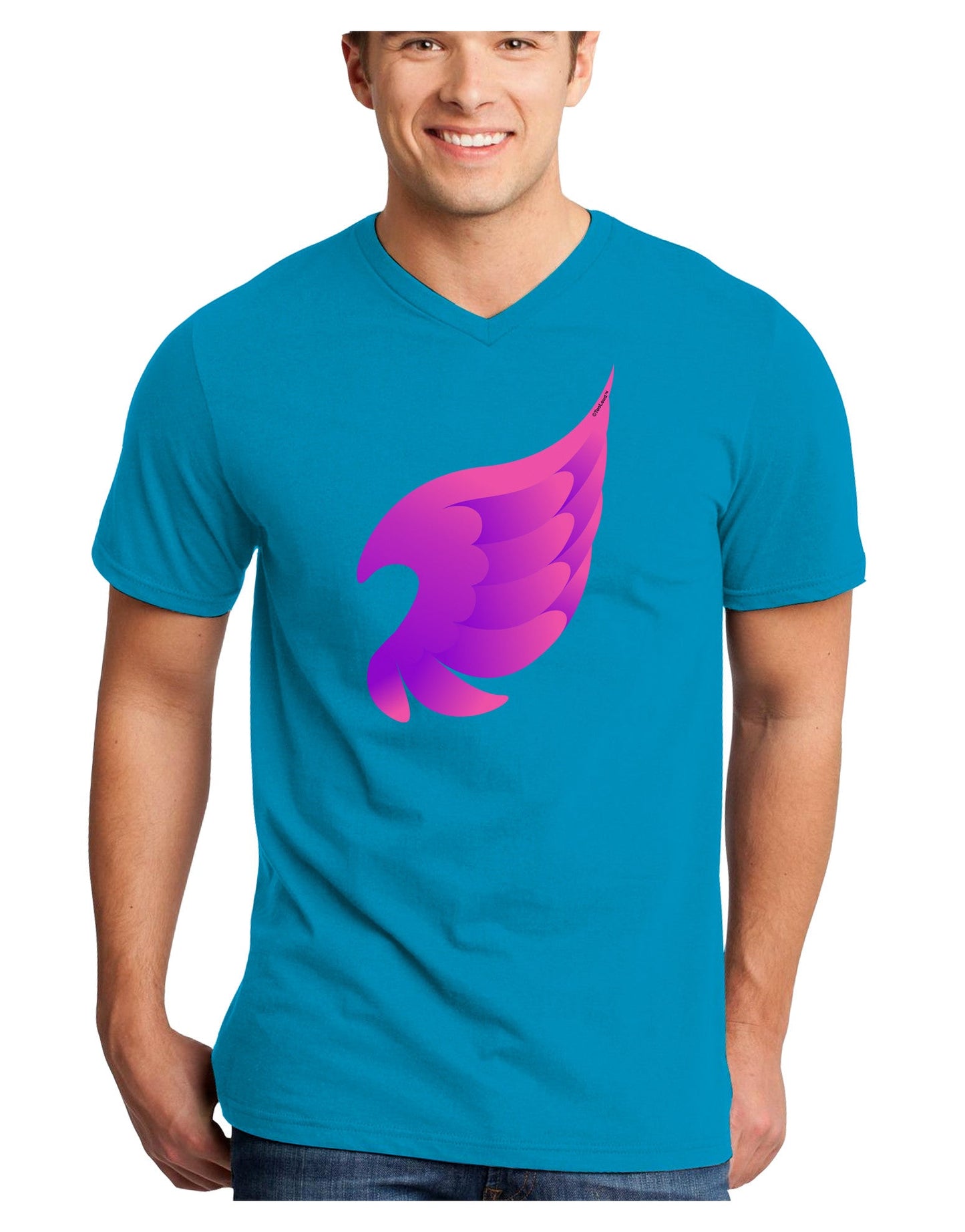 Cute Single Angel Wing Adult Dark V-Neck T-Shirt-TooLoud-Turquoise-Small-Davson Sales