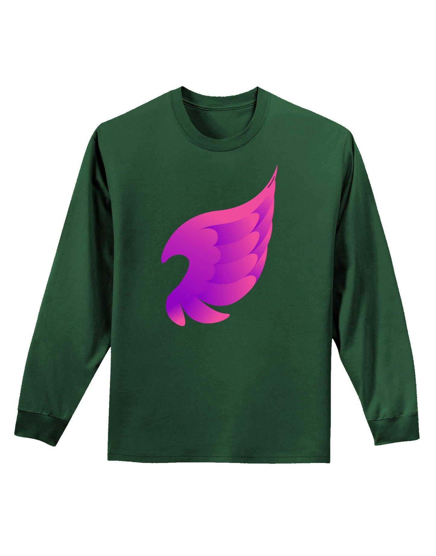 Cute Single Angel Wing Adult Long Sleeve Dark T-Shirt-TooLoud-Dark-Green-Small-Davson Sales