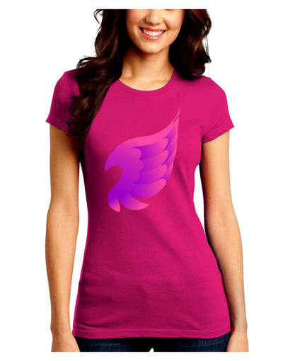 Cute Single Angel Wing Juniors Crew Dark T-Shirt-T-Shirts Juniors Tops-TooLoud-Hot-Pink-Juniors Fitted Small-Davson Sales