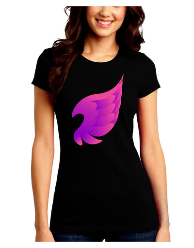 Cute Single Angel Wing Juniors Crew Dark T-Shirt-T-Shirts Juniors Tops-TooLoud-Black-Juniors Fitted Small-Davson Sales