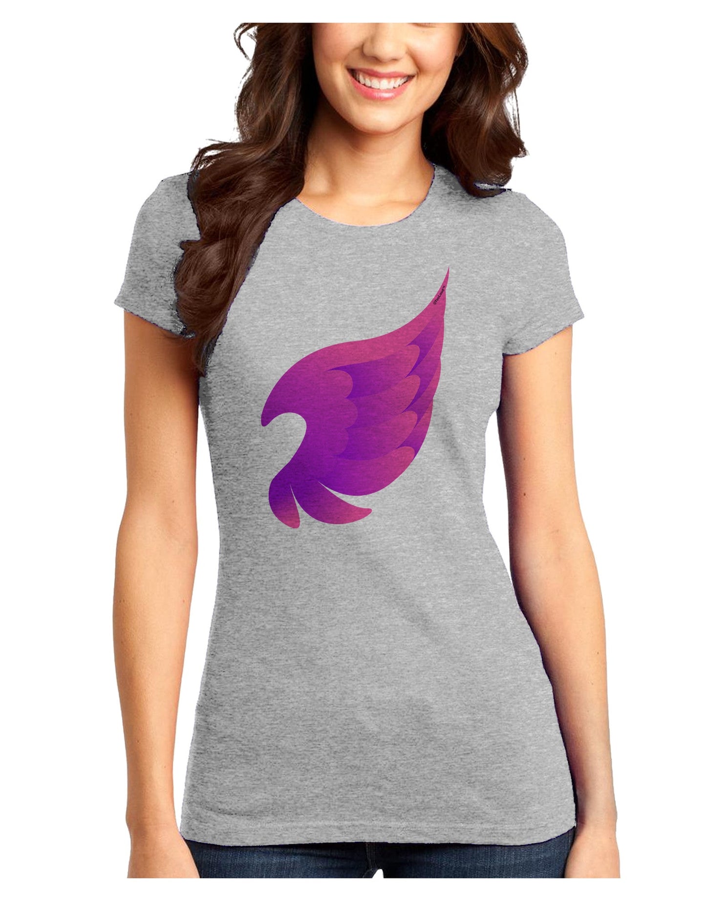 Cute Single Angel Wing Juniors T-Shirt-Womens Juniors T-Shirt-TooLoud-Ash-Gray-Juniors Fitted XS-Davson Sales