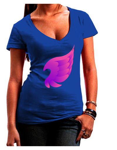 Cute Single Angel Wing Juniors V-Neck Dark T-Shirt-Womens V-Neck T-Shirts-TooLoud-Royal-Blue-Juniors Fitted Small-Davson Sales