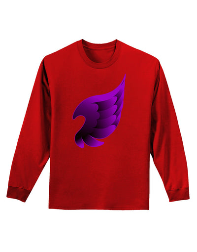 Cute Single Dark Angel Wing Black and Purple Adult Long Sleeve Dark T-Shirt-TooLoud-Red-Small-Davson Sales