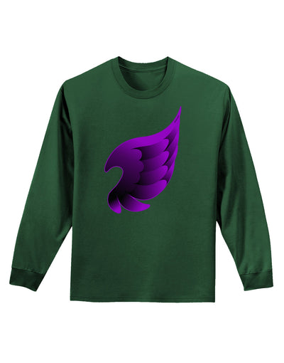 Cute Single Dark Angel Wing Black and Purple Adult Long Sleeve Dark T-Shirt-TooLoud-Dark-Green-Small-Davson Sales