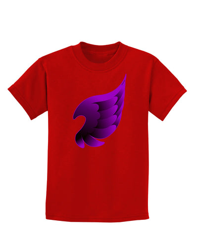 Cute Single Dark Angel Wing Black and Purple Childrens Dark T-Shirt-Childrens T-Shirt-TooLoud-Red-X-Small-Davson Sales