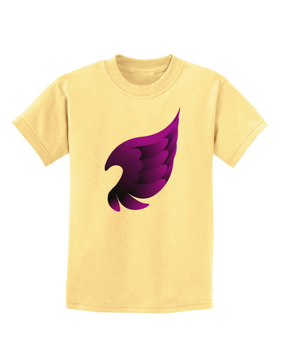 Cute Single Dark Angel Wing Black and Purple Childrens T-Shirt-Childrens T-Shirt-TooLoud-Daffodil-Yellow-X-Small-Davson Sales