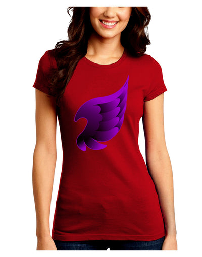 Cute Single Dark Angel Wing Black and Purple Juniors Crew Dark T-Shirt-T-Shirts Juniors Tops-TooLoud-Red-Juniors Fitted Small-Davson Sales