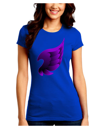 Cute Single Dark Angel Wing Black and Purple Juniors Crew Dark T-Shirt-T-Shirts Juniors Tops-TooLoud-Royal-Blue-Juniors Fitted Small-Davson Sales