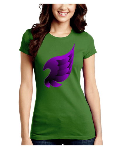 Cute Single Dark Angel Wing Black and Purple Juniors Crew Dark T-Shirt-T-Shirts Juniors Tops-TooLoud-Kiwi-Green-Juniors Fitted Small-Davson Sales