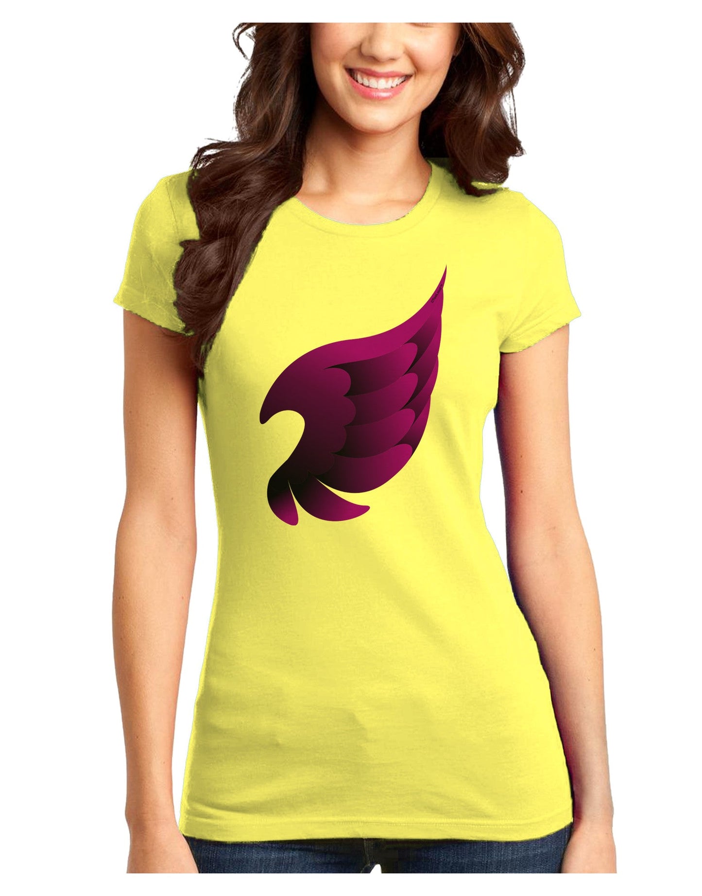 Cute Single Dark Angel Wing Black and Purple Juniors T-Shirt-Womens Juniors T-Shirt-TooLoud-Yellow-Juniors Fitted X-Small-Davson Sales