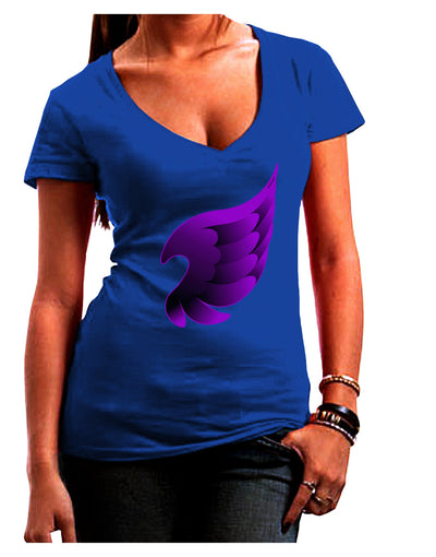 Cute Single Dark Angel Wing Black and Purple Juniors V-Neck Dark T-Shirt-Womens V-Neck T-Shirts-TooLoud-Royal-Blue-Juniors Fitted Small-Davson Sales